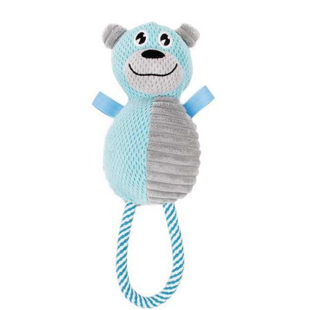 PET LIFE Pet Life DT26BL Natural Jute & Squeak Chew Tugging Dog Toy; Blue & Grey - One Size DT26BL